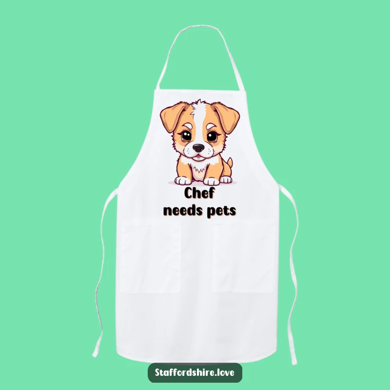 Funny Kawaii Staffy Puppy Nudge Apron: Hilarious Kitchen Wear for Dog Lovers