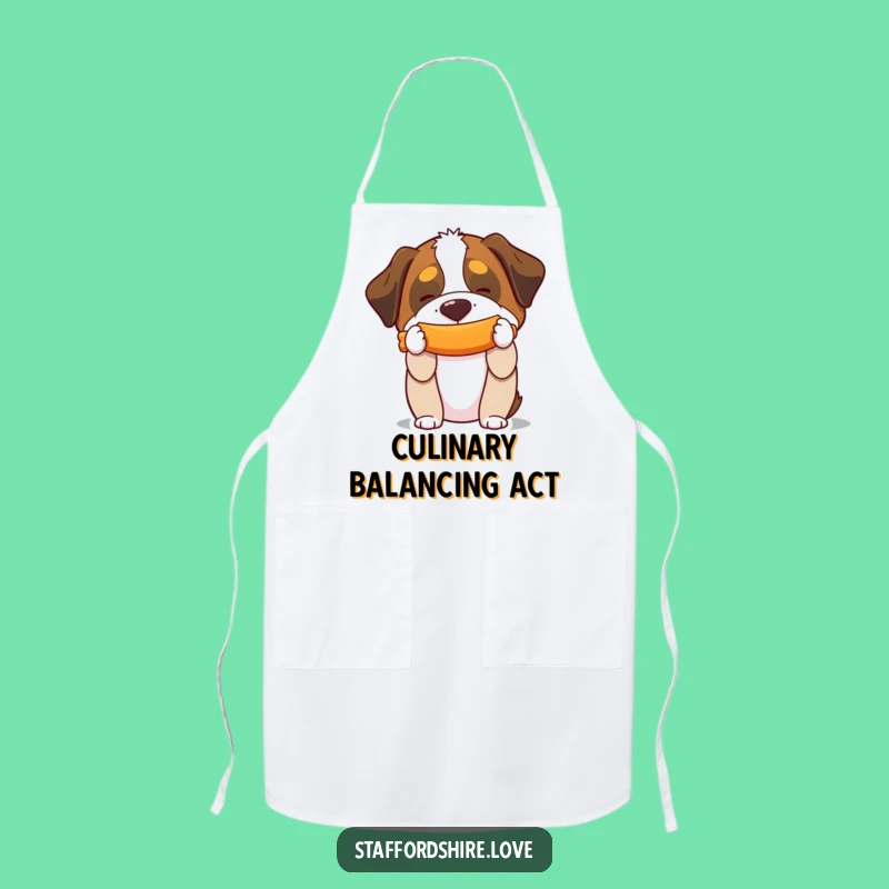 Funny Saint Bernard Toy Balancing Apron: Cook with Canine Talent in This Hilarious Gift