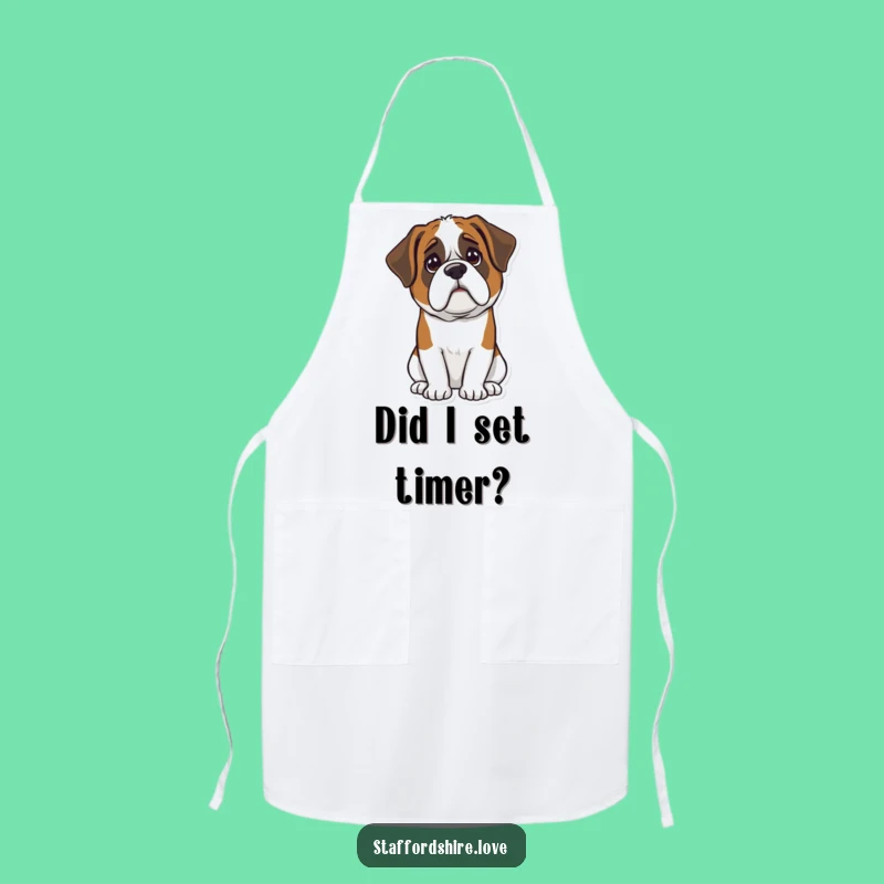 Funny Kawaii Saint Bernard Apron - Confused Chef Dog, Great Kitchen Gift