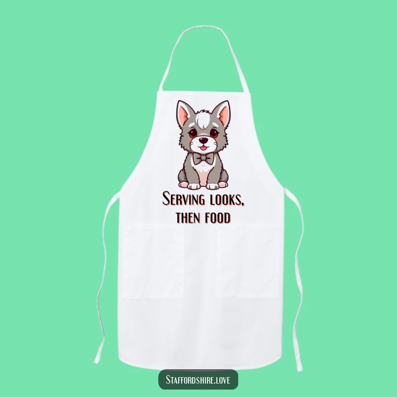 Funny Kawaii Staffy Bowtie Apron: Hilarious Kitchen Wear for the Distinguished Chef