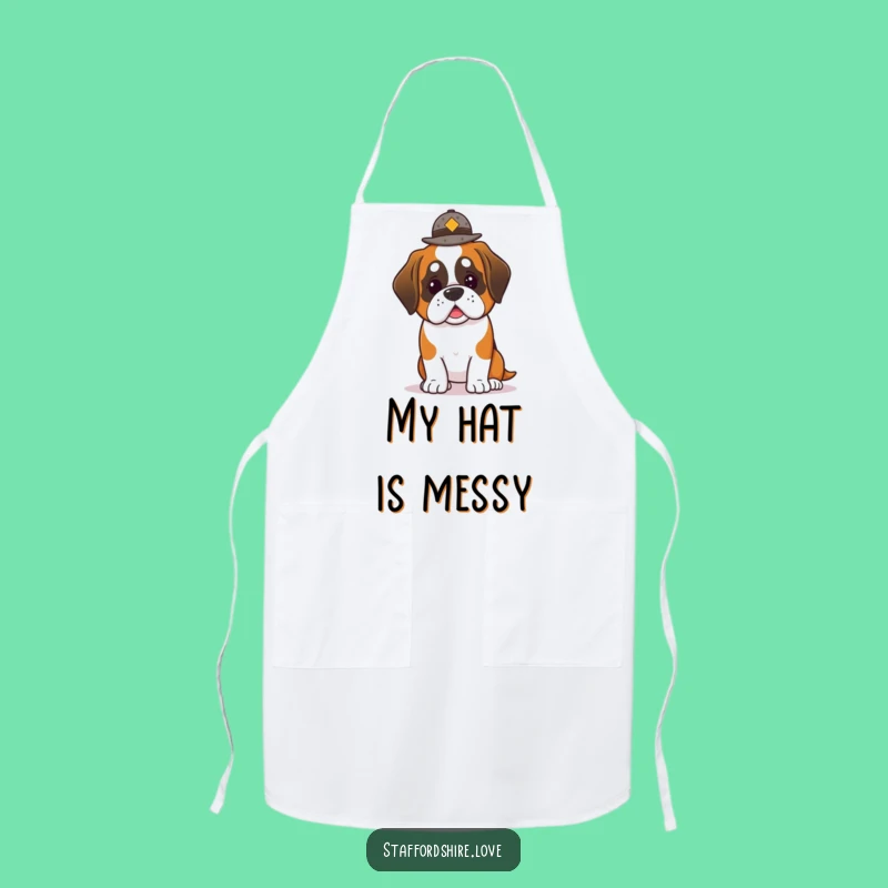 Funny Saint Bernard Hat Balance Apron: Cook with Canine Class!