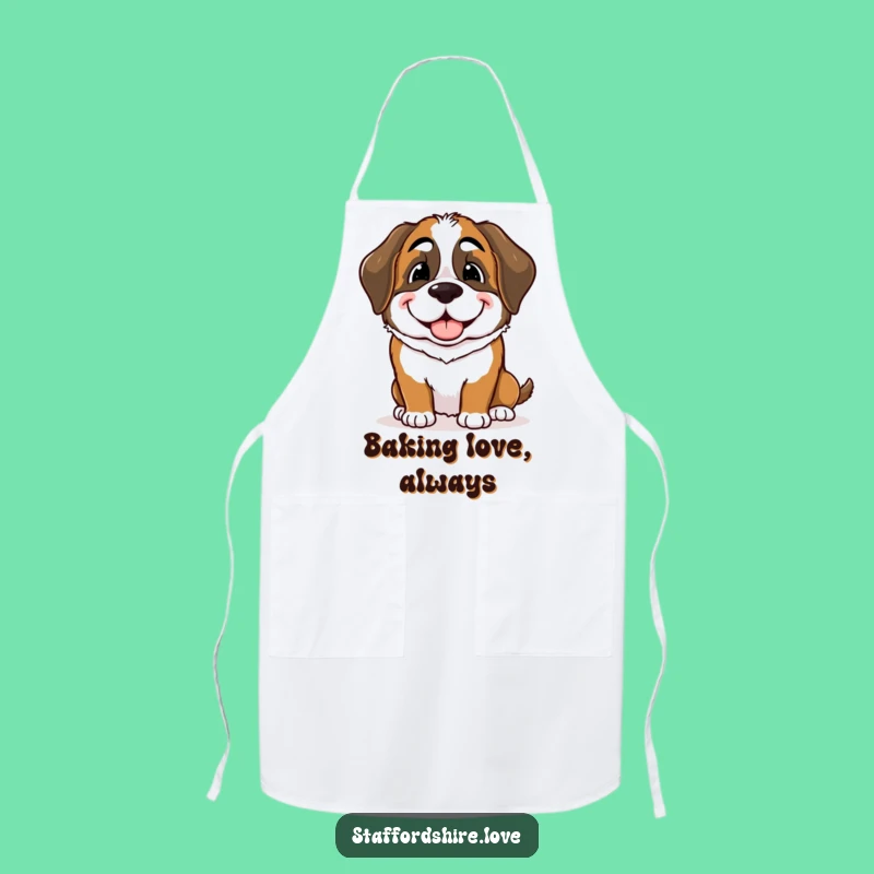 Funny Saint Bernard Nudge Apron: Spread Smiles in the Kitchen!