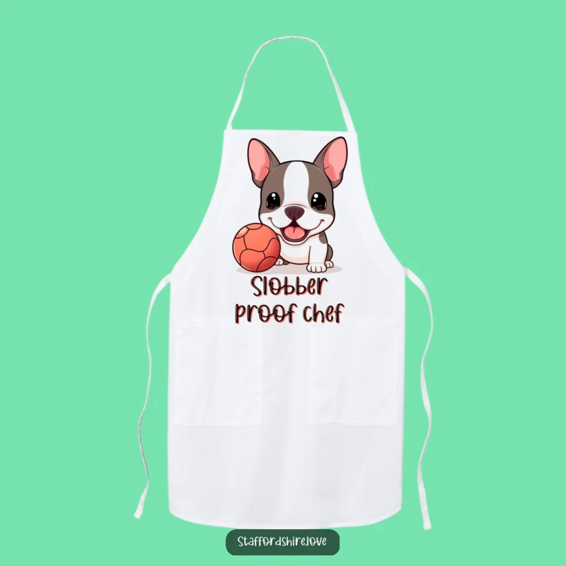 Funny Kawaii Staffie Ball Apron - Kitchen Fetch Master, Ideal Funny Gift!