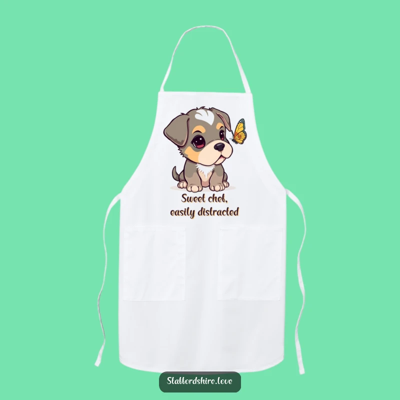 Funny Curious Staffy Apron, Adorable Dog Kitchen Gift, Whimsical Wear