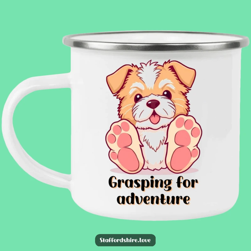 Adventure Funny Staffordshire Camping Mug - Playful Dog Gift
