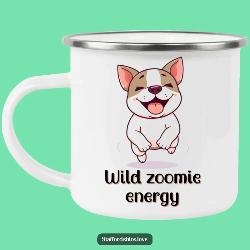 Funny Kawaii Staffie Zoomie Camping Mug - Adventure Ready Cup, Ideal Funny Gift!