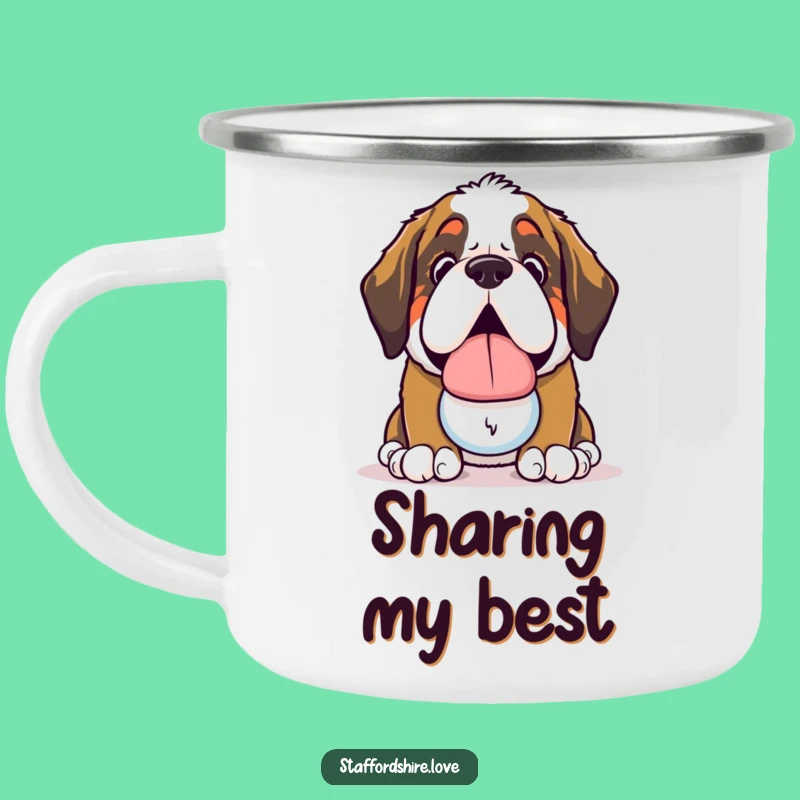 Funny Saint Bernard Slobbery Toy Enamel Mug: Adventure with Doggy Affection!