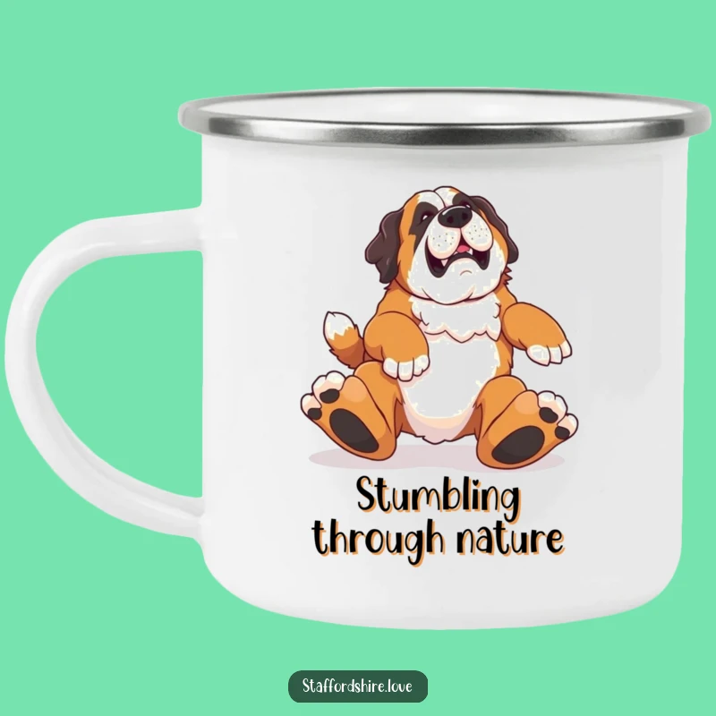 Funny Saint Bernard Tripping Camping Mug: Enjoy Your Drink with This Hilarious Outdoor Companion