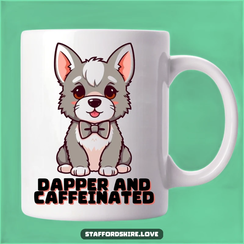 Funny Kawaii Staffy Bowtie Mug: Dapper Dog Lover's Hilarious Gift