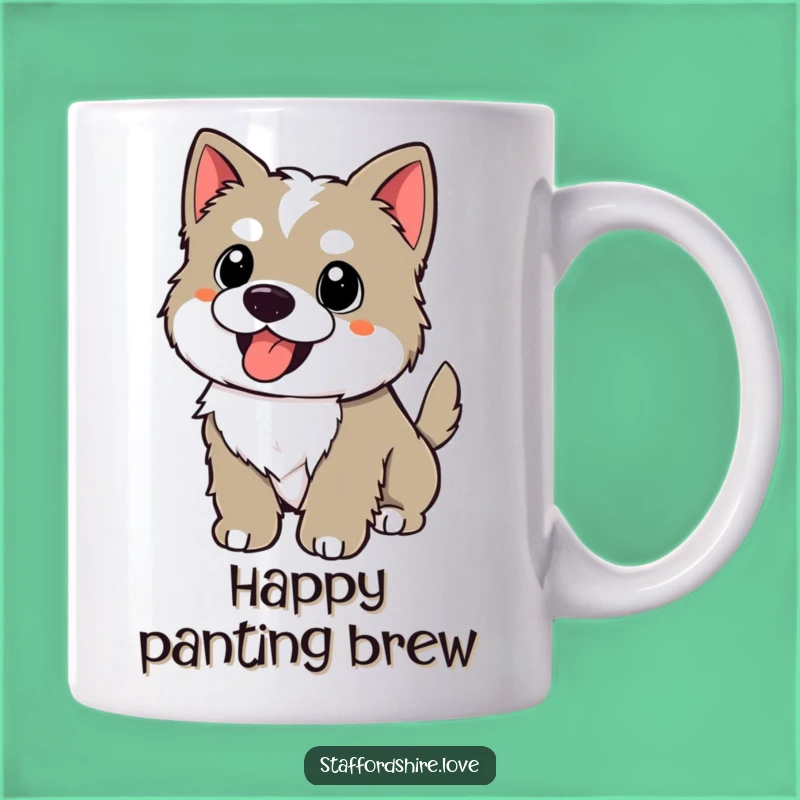 Funny Happy Staffy Mug: Kawaii Wagging Tail Puppy Gift for Joyful Mornings
