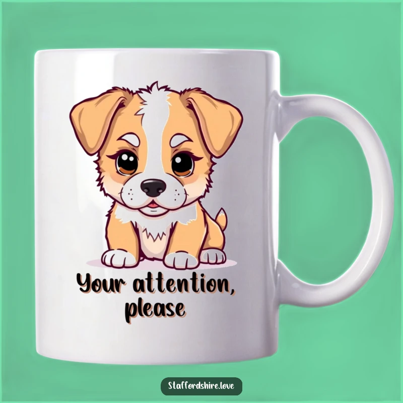 Funny Kawaii Staffy Puppy Nudge Mug: Adorable Dog Lover's Hilarious Gift