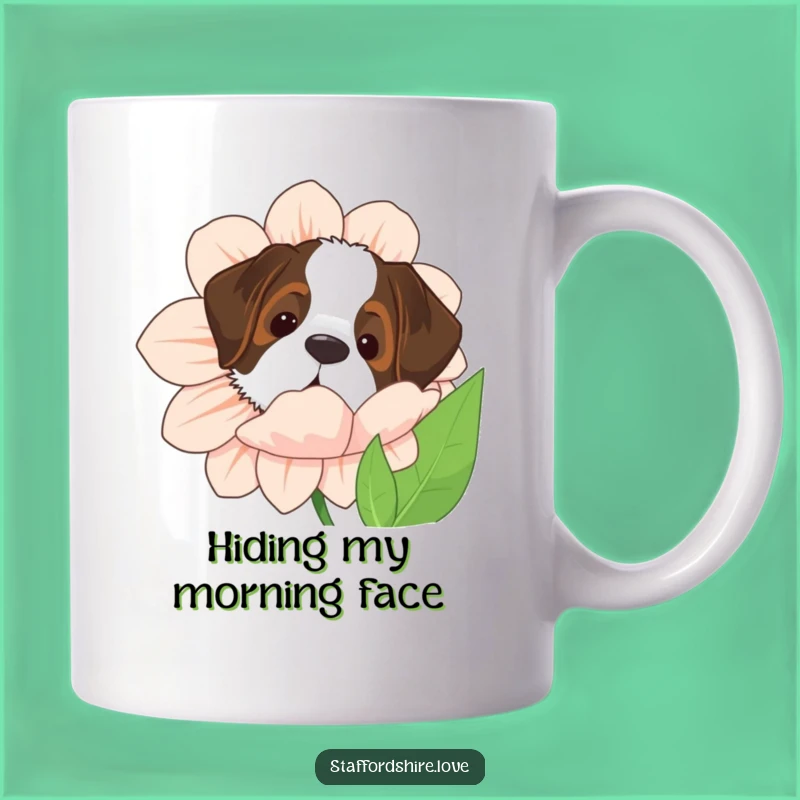 Funny Saint Bernard Flower Mug - Giant Bloom Peekaboo Dog Gift