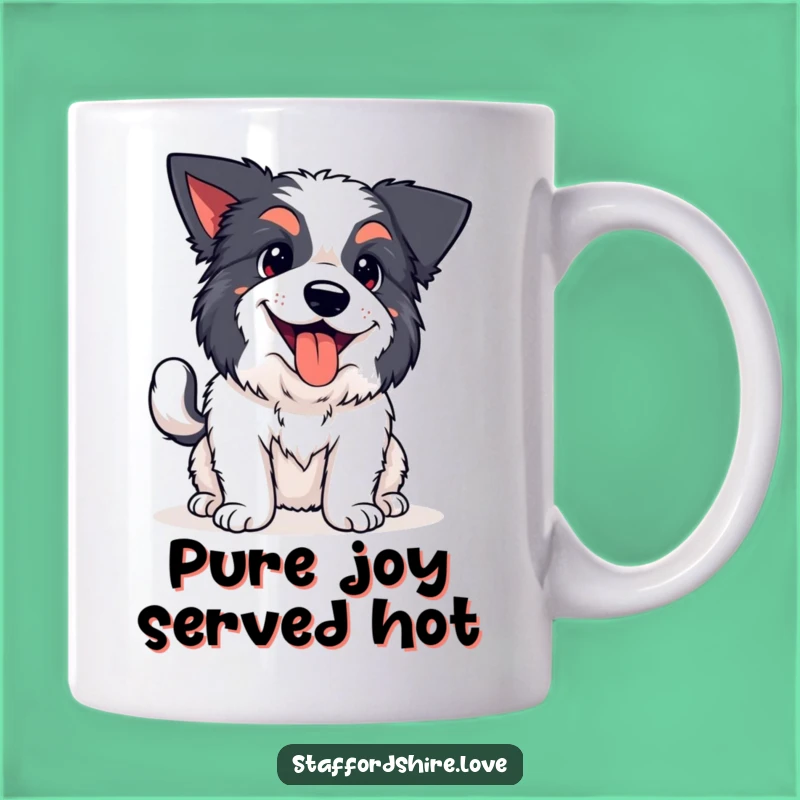 Funny Kawaii Staffy Wagging Tail Mug: Happy Dog Lover's Hilarious Gift