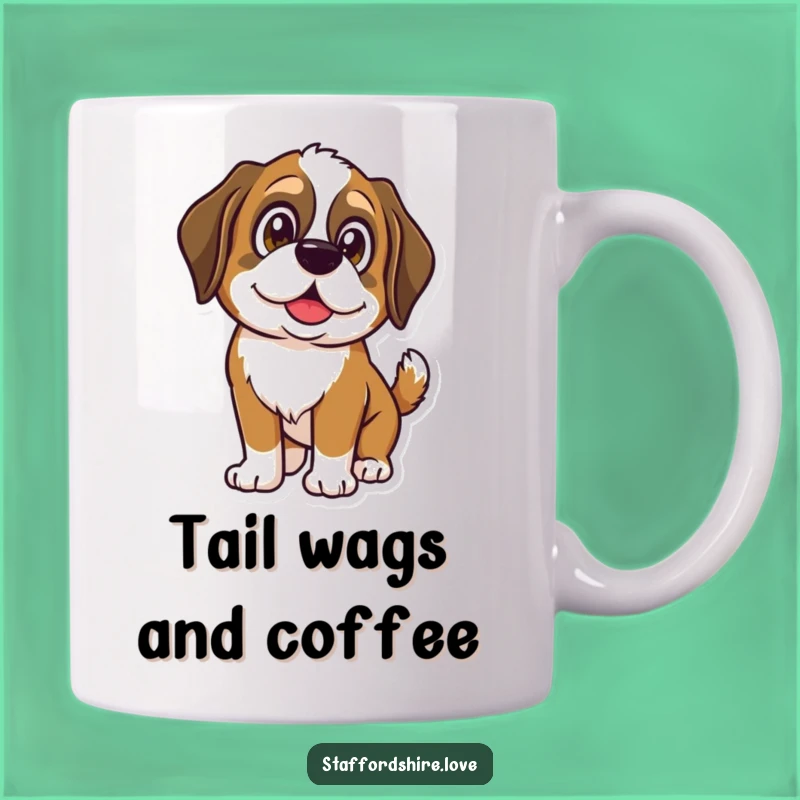 Funny Saint Bernard Wagging Mug - Shining Eyes Dog Gift Idea