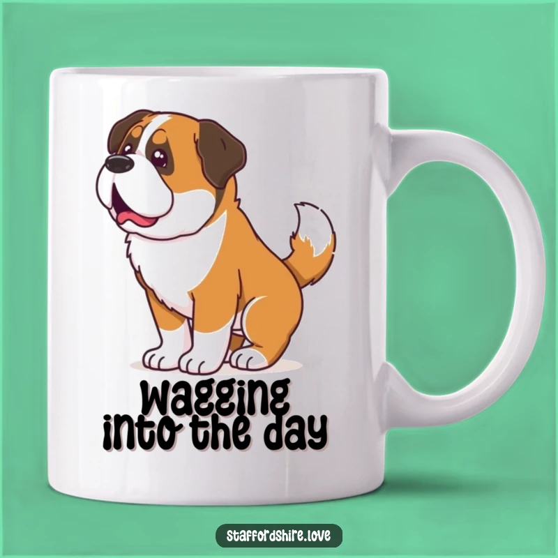 Funny Saint Bernard Wiggle Mug: Hilarious Gift for Dog Lovers Embracing Pure Joy