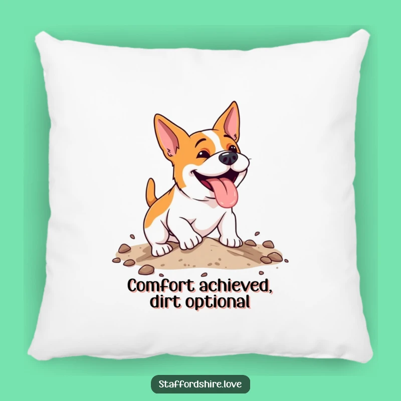 Funny Digging Staffy Pillow, Cozy Dog Cushion, Humorous Energetic Gift