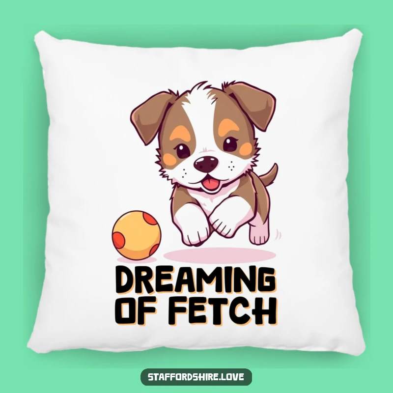 Funny Staffordshire Puppy Ball Chase Pillow: Cute Comfy Dog Gift
