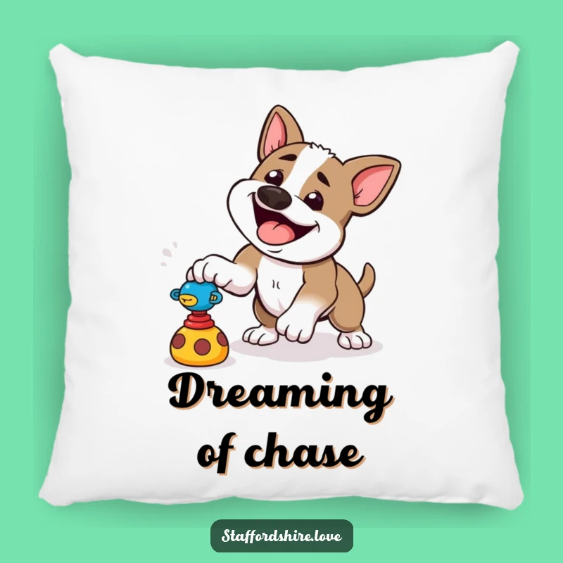 Funny Pounce Staffy Pillow: Playful Toy Zone, Energetic Comfort, Funny!