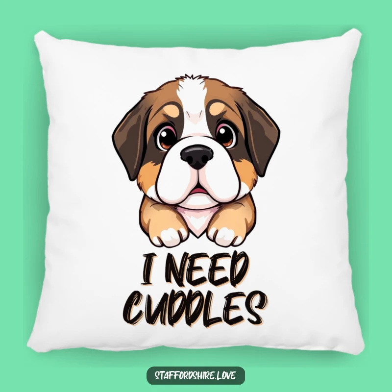 Funny Saint Bernard Puppy Pillow: Pleading Eyes Comfort for a Cozy, Hilarious Gift