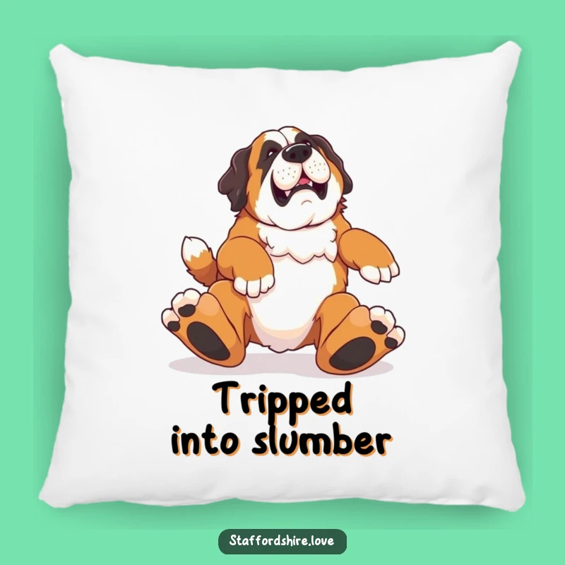 Funny Saint Bernard Tripping Pillow: Cozy Up with This Hilarious Dog Lover's Gift