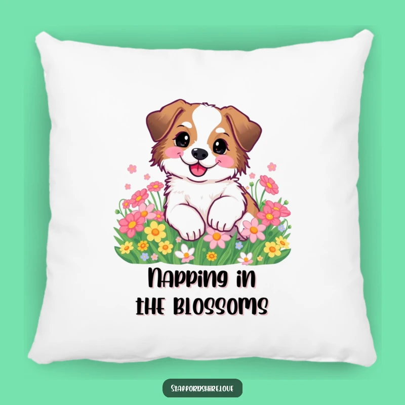 Funny Staffy Flower Roll Pillow: Cozy Adorable Dog Comfort Gift