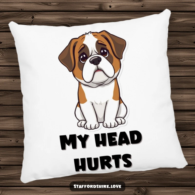 Funny Kawaii Saint Bernard pillow with a cute, confused dog face, offering comfort and a humorous touch, a great funny gift.