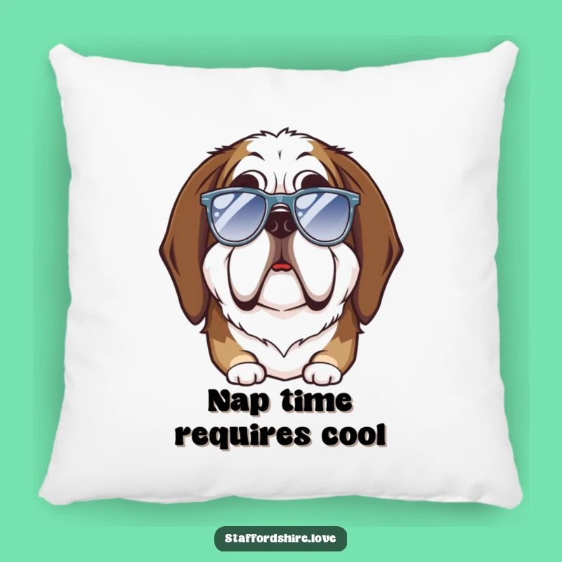 Cozy Funny Saint Bernard Goofy Sunglasses Pillow: Comfy & Hilarious Gift!