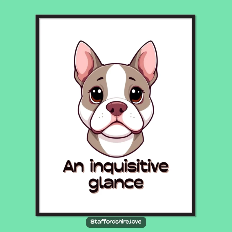 Funny Kawaii Staffy Digital Art Print - Instant Curiosity for Your Walls