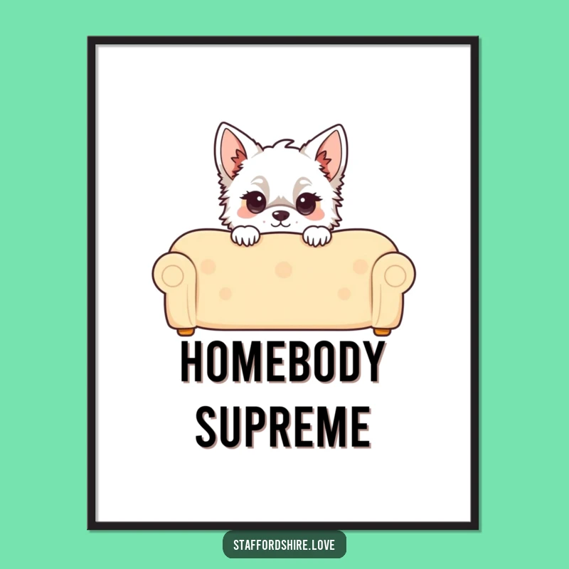 Funny Kawaii Staffordshire Digital Art: Instant Peeking Pup Decor