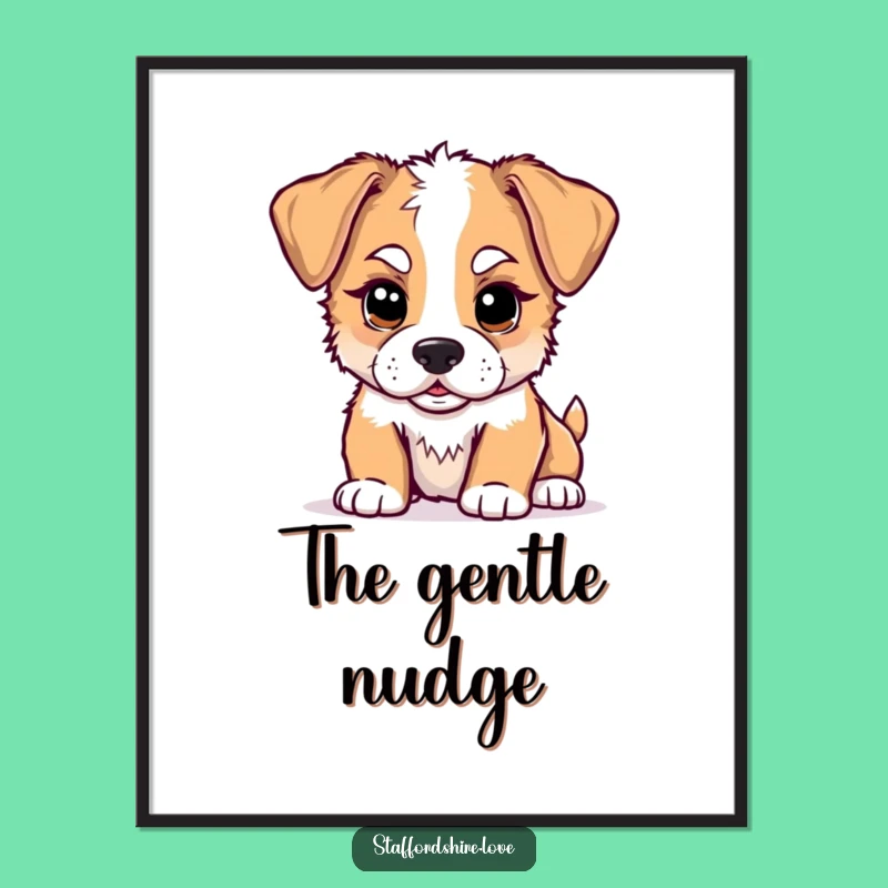Funny Kawaii Staffy Puppy Nudge Digital Art: Instant Dog Lover Gift