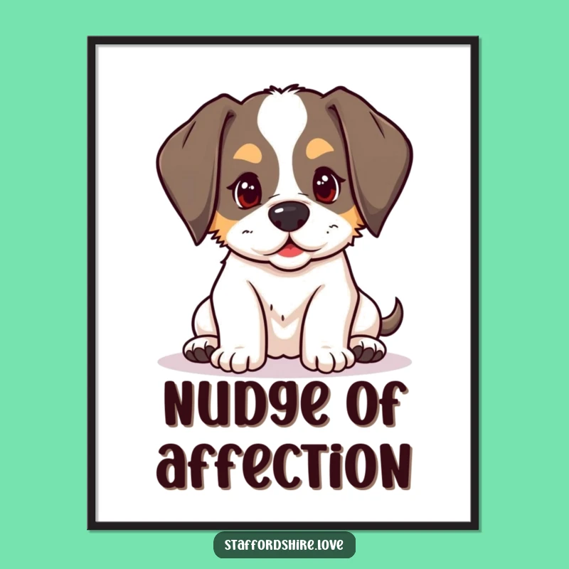 Funny Nudging Puppy Print: Kawaii Staffy Art for Playful Decor
