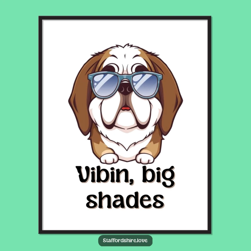 Funny Saint Bernard Goofy Sunglasses Digital Art: Instant Hilarious Decor!
