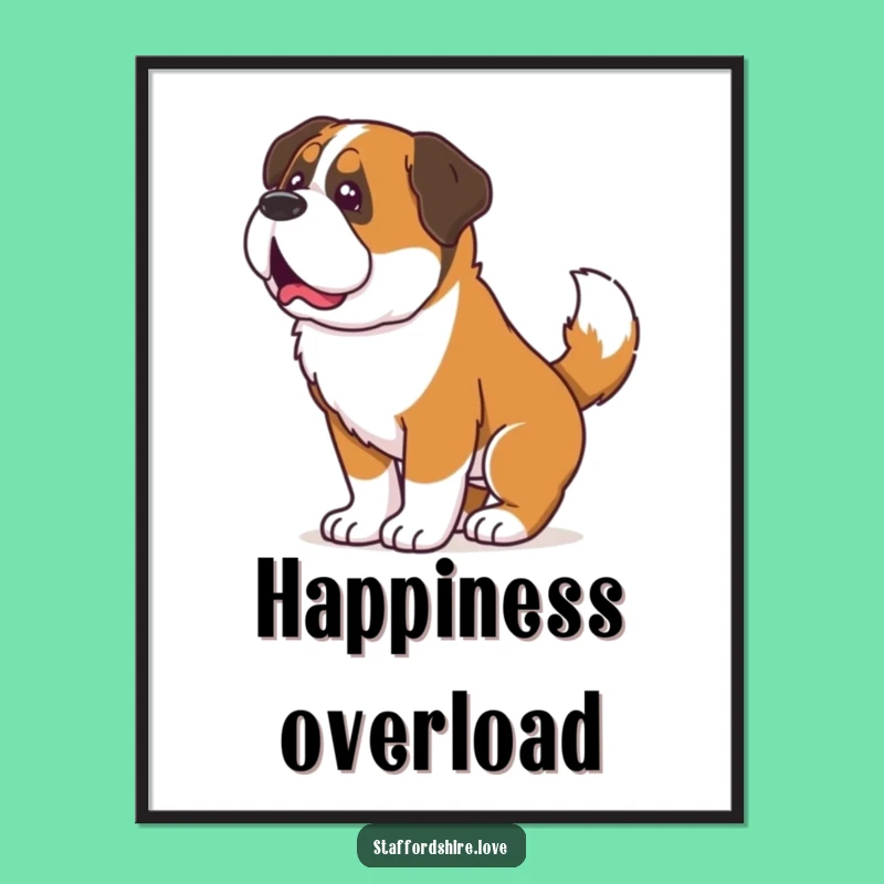 Funny Saint Bernard Wiggle Digital Art Print: Hilarious Dog Art for Instant Wall Decor