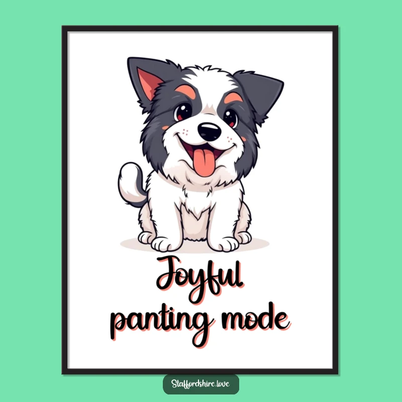 Funny Kawaii Staffy Wagging Tail Digital Art: Instant Happy Dog Gift