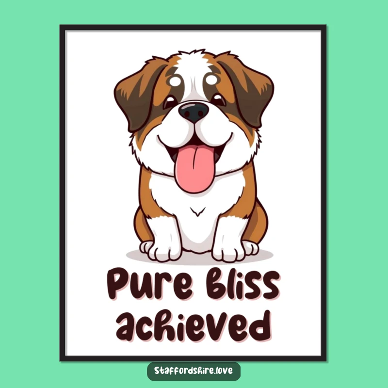Funny Saint Bernard Relaxed Digital Art: Happy Sigh Tongue for Instant Chill Decor Gift