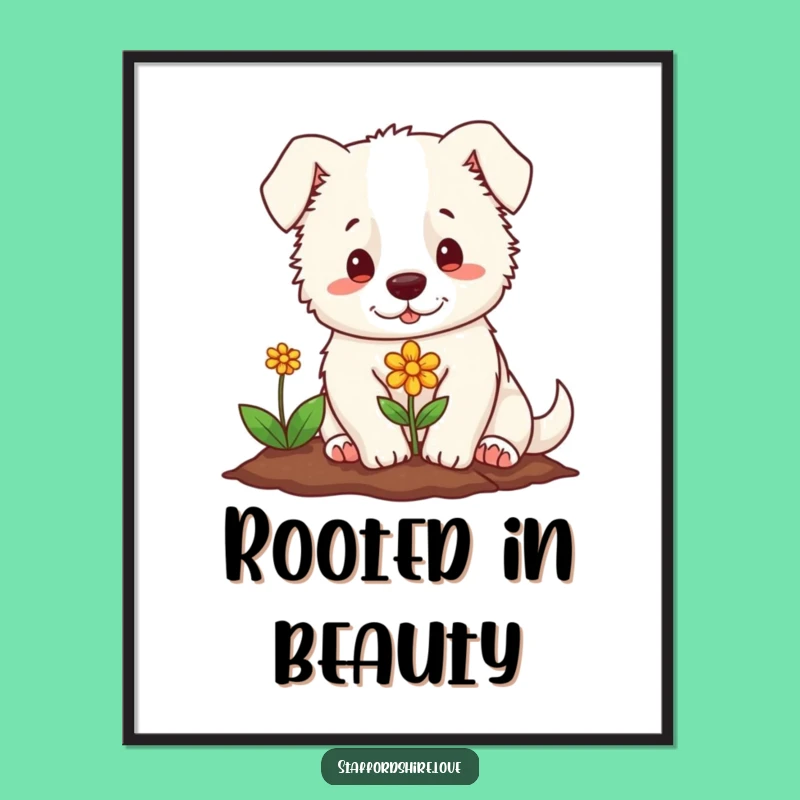 Sweet Staffordshire Flower Digital Art: Instant Funny Download of Gentle Charm!