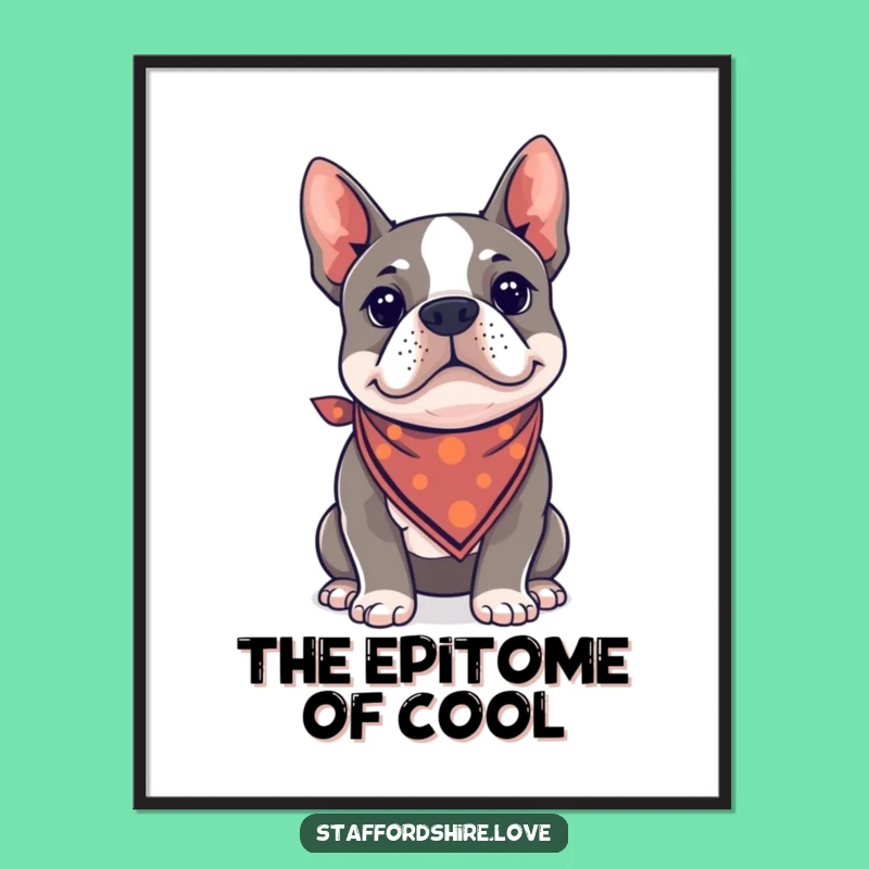 Funny Kawaii Staffie Bandana Digital Art - Cool Dog Print, Ideal Funny Gift!