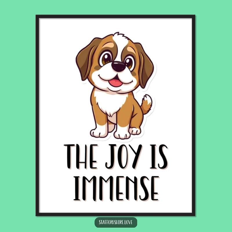 Funny Saint Bernard Wagging Digital Print - Shining Eyes Art