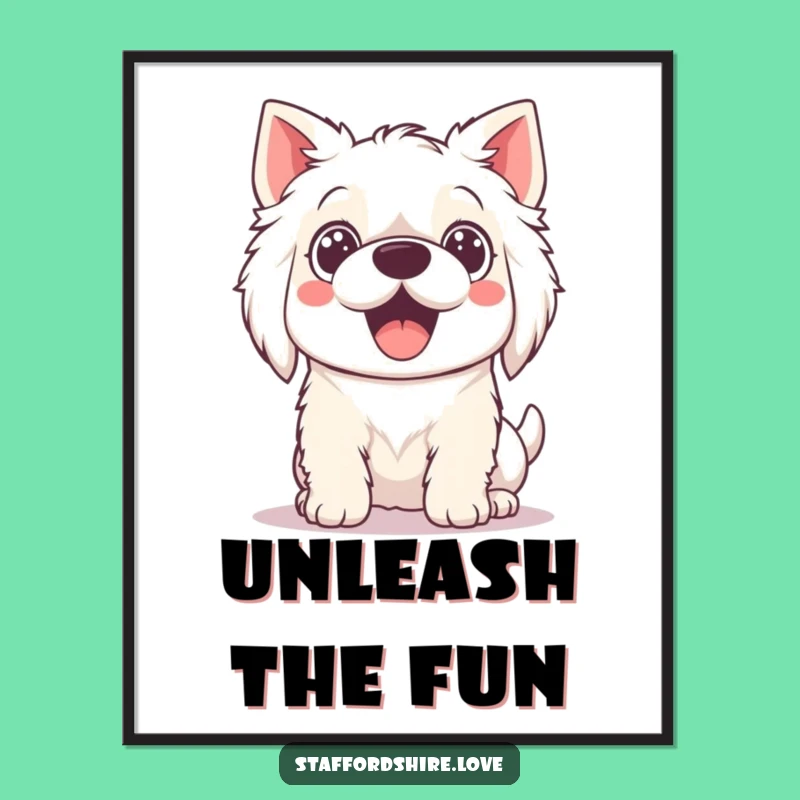 Funny Kawaii Staffordshire Digital Art - Playful Dog, Instant Funny Gift Download