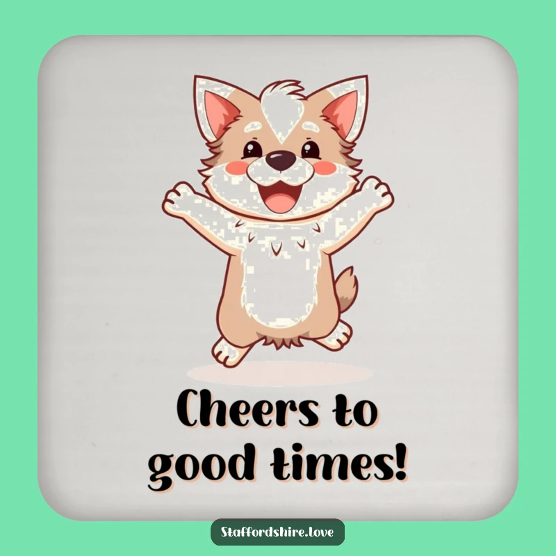 Funny Kawaii Staffordshire Coasters: Protect Surfaces with Happy Jump Charm