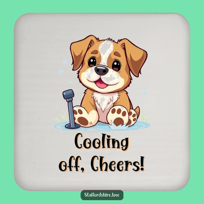 Funny Staffy Paws Sprinkler Coaster: Hilarious Dog Table Protector Gift