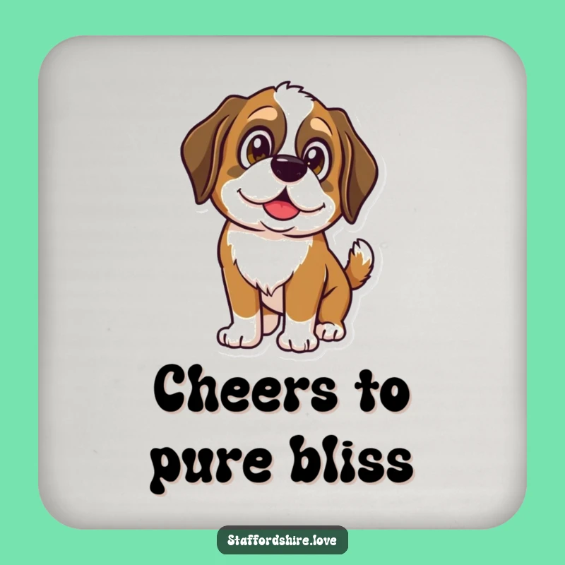 Funny Saint Bernard Coaster - Shining Eyes Wagging Protector