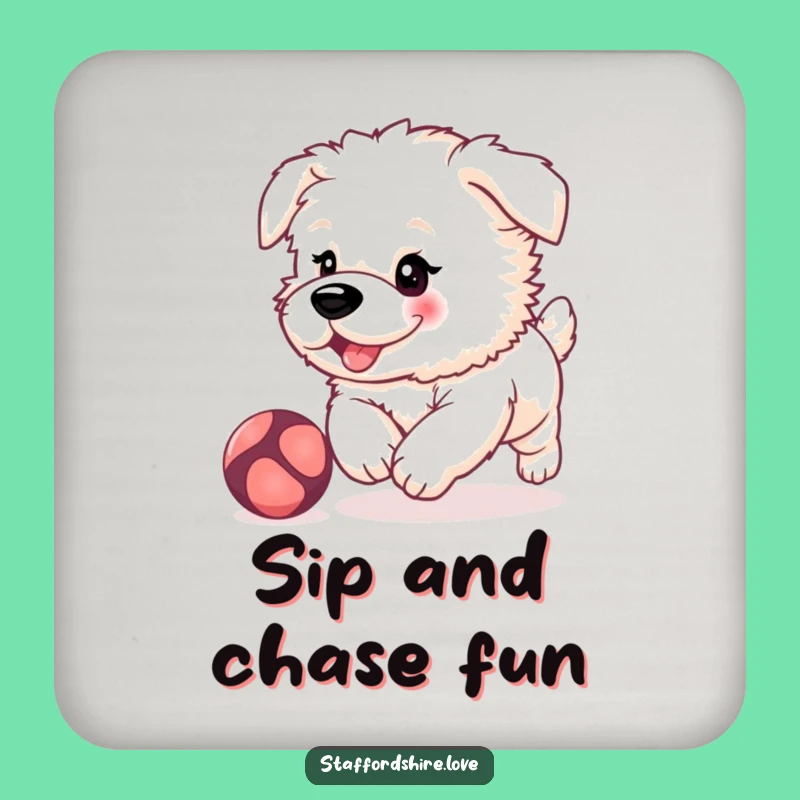 Funny Staffy Puppy Coaster Set, Cute Dog Decor, Adorable Playful Gift