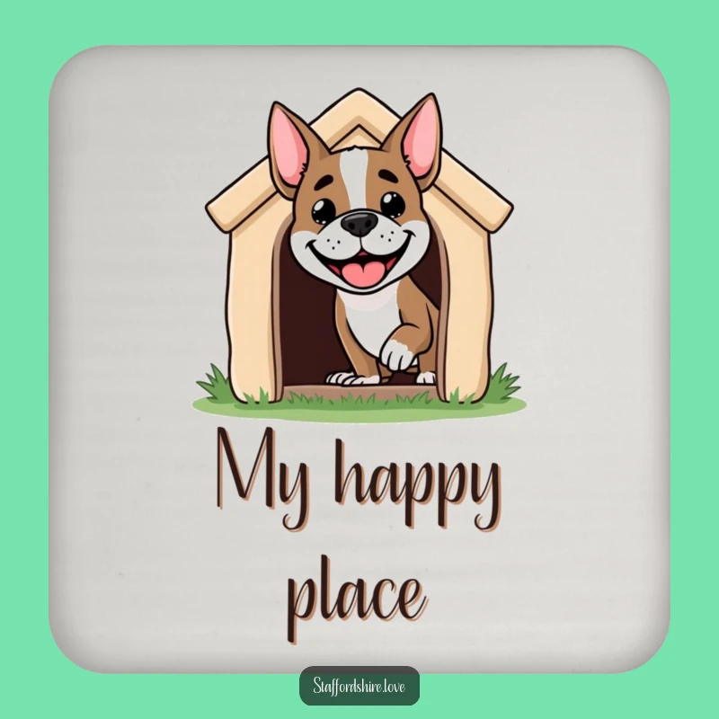 Funny Staffordshire Dog Coaster: Protect Surfaces with a Grinning Pal, Fun Gift!