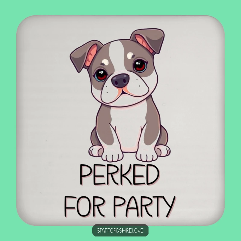 Funny Kawaii Staffy Drink Coaster - Protect Surfaces with Attentive Charm