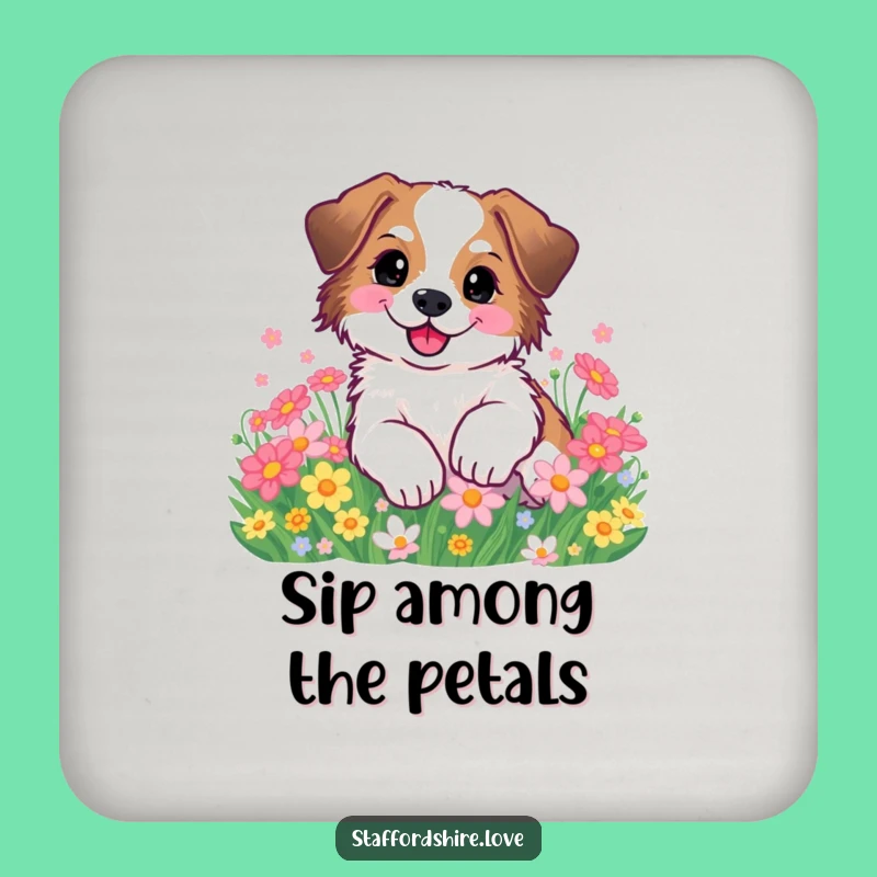 Funny Staffy Flower Roll Coaster: Cute Dog Table Protector Gift