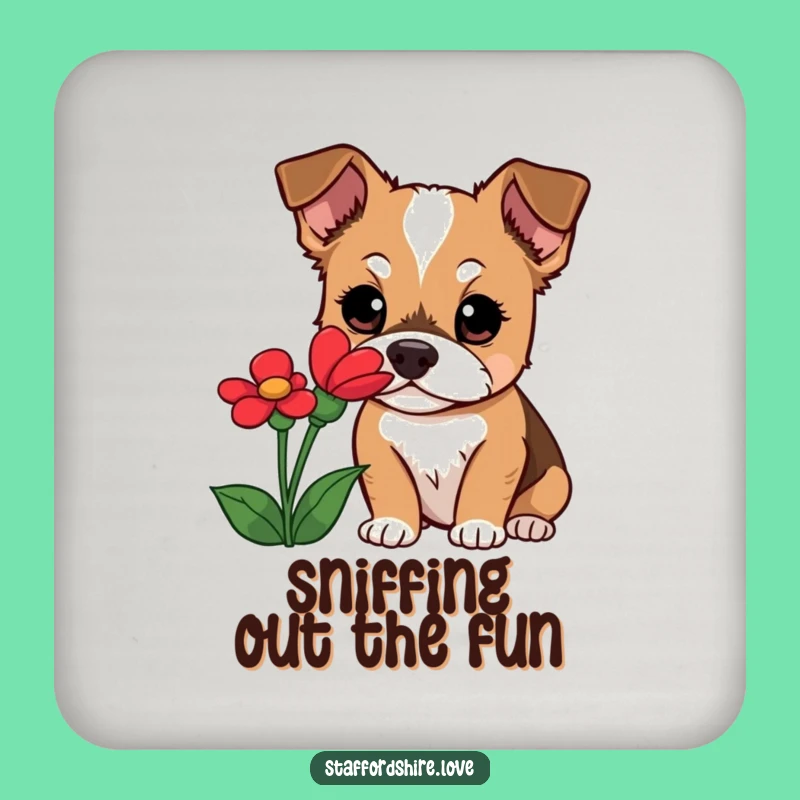 Funny Staffordshire Dog Coaster: Delicate Sniffs, Charming Table Protection Gift!