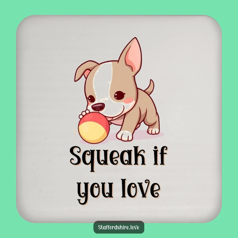 Funny Kawaii Staffie Puppy Drink Coaster - Cute Toy Protector, Perfect Funny Gift!