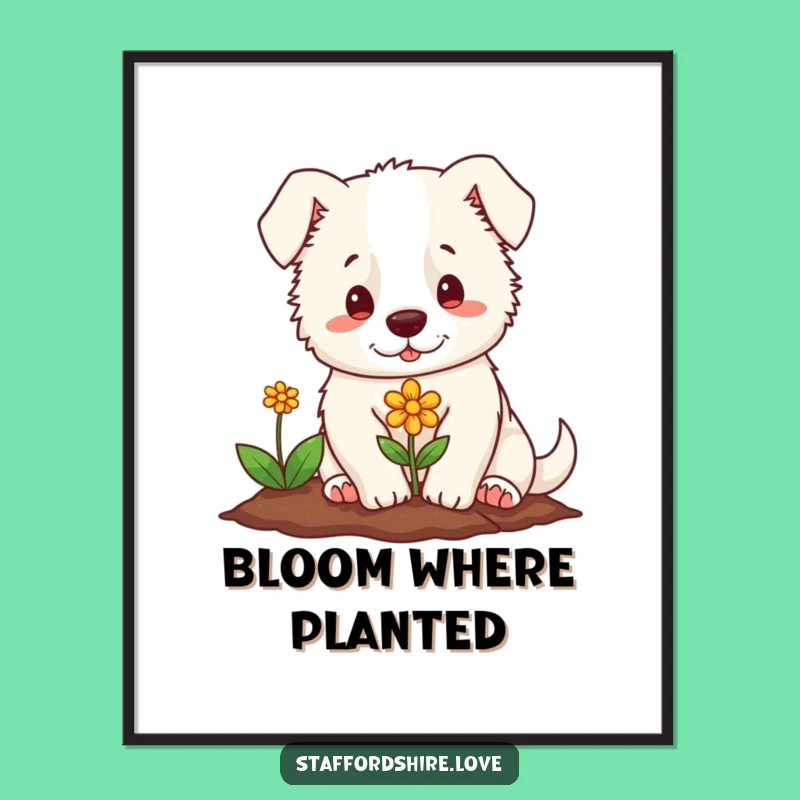 Sweet Staffordshire Flower Poster: Bring Funny, Gentle Charm to Your Walls!