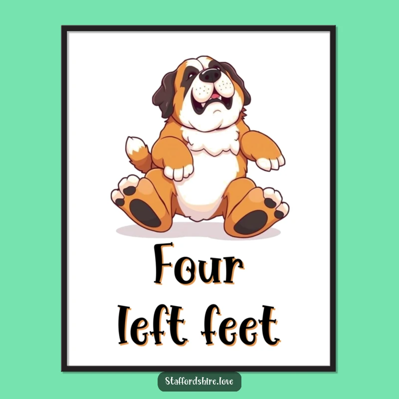 Funny Saint Bernard Tripping Poster: Hilarious Dog Art for Animal Lovers' Walls
